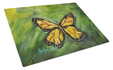Martin Welch New Artwork Glass Cutting Board (Dog Breed: Monarch Glover Fly Butterfly, size: large)