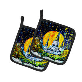 Martin Welch New Artwork Pair of Pot Holders (Design: Moonlight Shadows, size: 7.5HX7.5W)