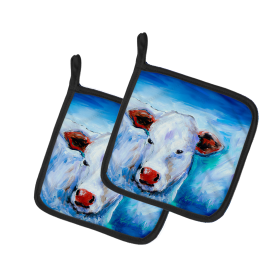Martin Welch New Artwork Pair of Pot Holders (Design: Move Over, size: 7.5HX7.5W)