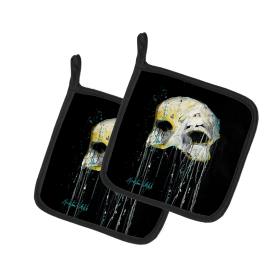 Martin Welch New Artwork Pair of Pot Holders (Design: Mysterious Mask, size: 7.5HX7.5W)