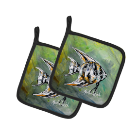 Martin Welch New Artwork Pair of Pot Holders (Design: Nancys Fish, size: 7.5HX7.5W)