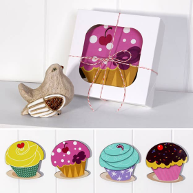 Novelty Cupcake Coasters (Style: Pink)