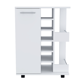 White Rolling Bar Cart With Wine Storage (Option: 477702)