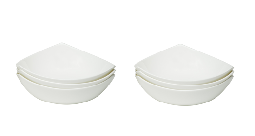 White Six Piece Triangle Bone China Service For Six Bowl Set (Option: 483494)