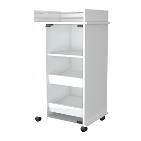 White Rolling Bar Cart With Wine Storage (Option: 535106)