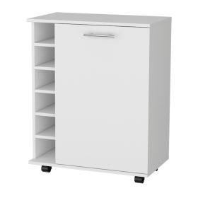 White Rolling Bar Cart With Wine Storage (Option: 535120)