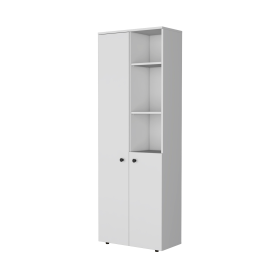 Wood Two Door Pantry Or Storage Closet (Color: White, size: 67")