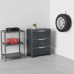 Heavy Duty Plastic Three Drawer Utility Cabinet (size: 30")