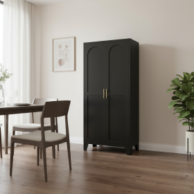 Stainless Steel Pantry Or Storage Closet With Arched Panel Doors (size: 71")