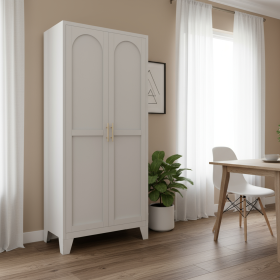 Stainless Steel Pantry Or Storage Closet With Arched Panel Doors (size: 61")