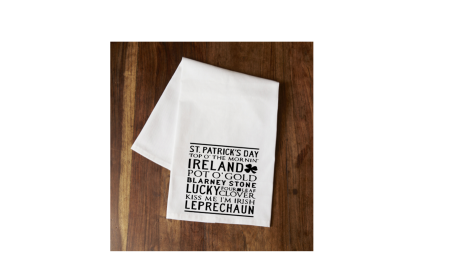 Irish Sayings Tea Towel (Color: Black)