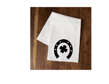 Lucky Horseshoe Tea Towel (Color: Black)