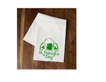 St. Patrick's Day w/Beer Mug Tea Towel (Color: Green)