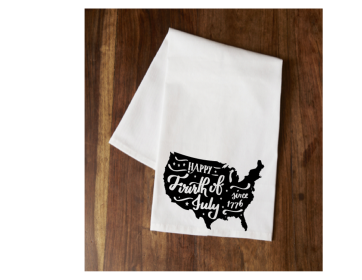 United States - 4th of July Tea Towel (Color: Black)