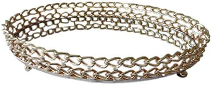Glass Serving Trays with Ring and Chain Accents Design (Style: Gold Dual Chain Link Design)
