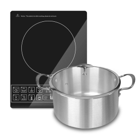 Electric Smart Induction Cooktop and  Stainless Steel Induction Casserole Cookware (Option: ECookt-CASL4227)