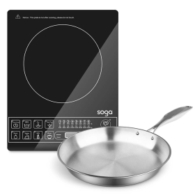 Electric Smart Induction Cooktop and  Stainless Steel Fry Pan Cooking Frying Pan (Option: ECookt-FRY2864)