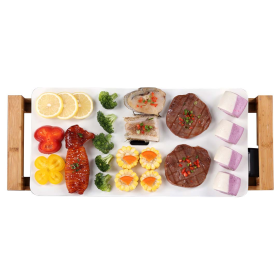 Electric Ceramic BBQ Grill Nonstick Surface Hot Plate for IndoorOutdoor (Option: ElectricGrillPlateCeramicWhite)