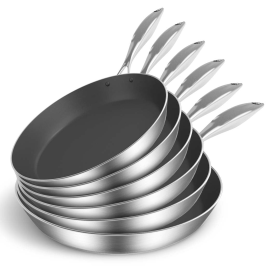 Stainless Steel Fry Pan Frying Pan Induction FryPan Non Stick Interior Skillet (Option: Fry697071727374, size: 6X)