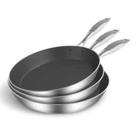 Stainless Steel Fry Pan Frying Pan Induction FryPan Non Stick Interior Skillet (Option: Fry707273, size: 3X)