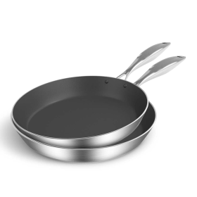 Stainless Steel Fry Pan   Frying Pan Skillet Induction Non Stick Interior FryPan (Option: FryPanNS2868-2876)