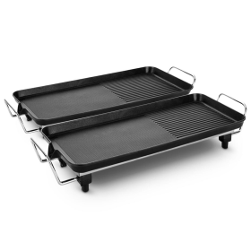 Electric BBQ Grill Teppanyaki Tough Nonstick Surface Hot Plate Kitchen  Person (Option: KoreanBBQPlate48CMX2, size: 2X 48cm)