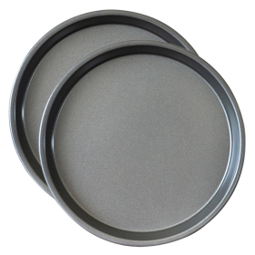 Round Steel Nonstick Pizza Tray Oven Baking Plate Pan (Option: PizzaTraySteel007X2, size: 2X 7-inch)