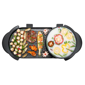 in  Electric NonStick BBQ Teppanyaki Grill Plate Steamboat Hotpot  Person (Option: SteamboatHotPotandGrillLong)