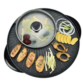 in  Electric Stone Coated Teppanyaki Grill Plate Steamboat Hotpot  Person (Option: SteamboatHotPotandGrillRound)