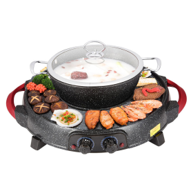 in  Electric Stone Coated Teppanyaki Grill Plate Steamboat Hotpot (Option: SteamboatR2Round)