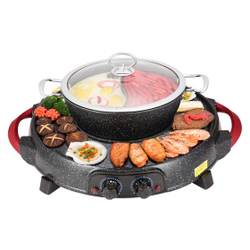 in  Electric Stone Coated Grill Plate Steamboat Two Division Hotpot (Option: SteamboatR2YY)