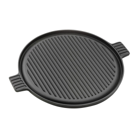 Round Ribbed Cast Iron Frying Pan Skillet Steak Sizzle Platter with Handle (Option: ZPai002, size: 43cm)