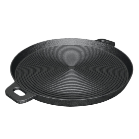 Round Ribbed Cast Iron Frying Pan Skillet Steak Sizzle Platter with Handle (Option: ZPai004, size: 35cm)