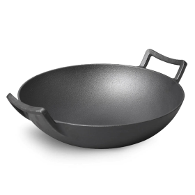 Commercial Cast Iron Wok FryPan Fry Pan with Double Handle (Option: ZPai013A, size: 32cm)