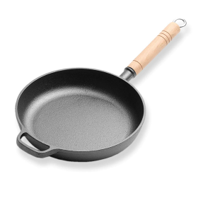 Round Cast Iron Frying Pan Skillet Steak Sizzle Platter with Helper Handle (Option: ZPai018A, size: 25cm)