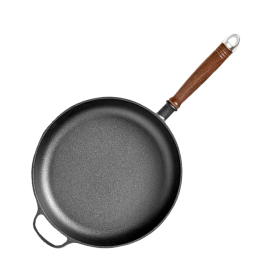 Round Cast Iron Frying Pan Skillet Steak Sizzle Platter with Helper Handle (Option: ZPaiC5, size: 29cm)