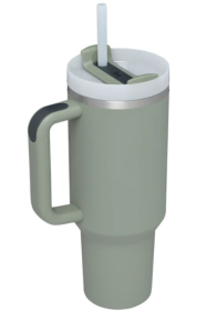 Stainless Steel Tumbler with Upgraded Handle and Straw (Color: Sage, size: One Size)