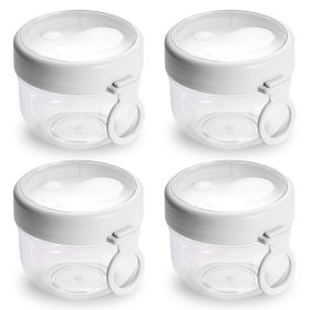 4Pcs Overnight Oats Containers (Color: White)