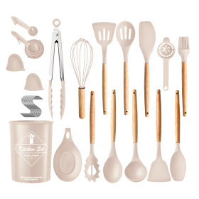 35Pcs Kitchen Cooking Utensils Set (Color: Khaki)