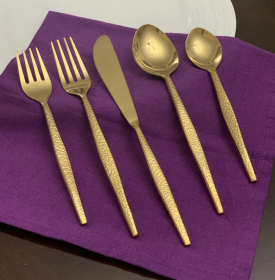 Vibhsa 20 Piece Gold Flatware Set, Service for 4 (Option: TIPL001, size: Service for 4)