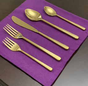 Vibhsa 20 Piece Gold Flatware Set, Service for 4 (Option: TIPL002, size: Service for 4)