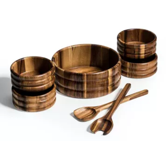 7 Piece - Large Salad Bowl with Servers and 4 Individuals (Option: 330B7)